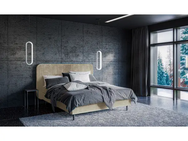 LARETTO T21 łóżko kontynentalne 200x200 zaokrąglone zagłowie z przeszyciami
